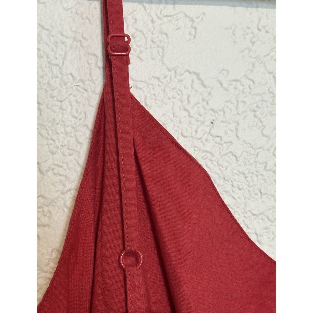 Dizzy Lizzy Red Cotton Tiered Smocked Waist Babydoll Midi Dress XL Boho - Picture 10 of 16
